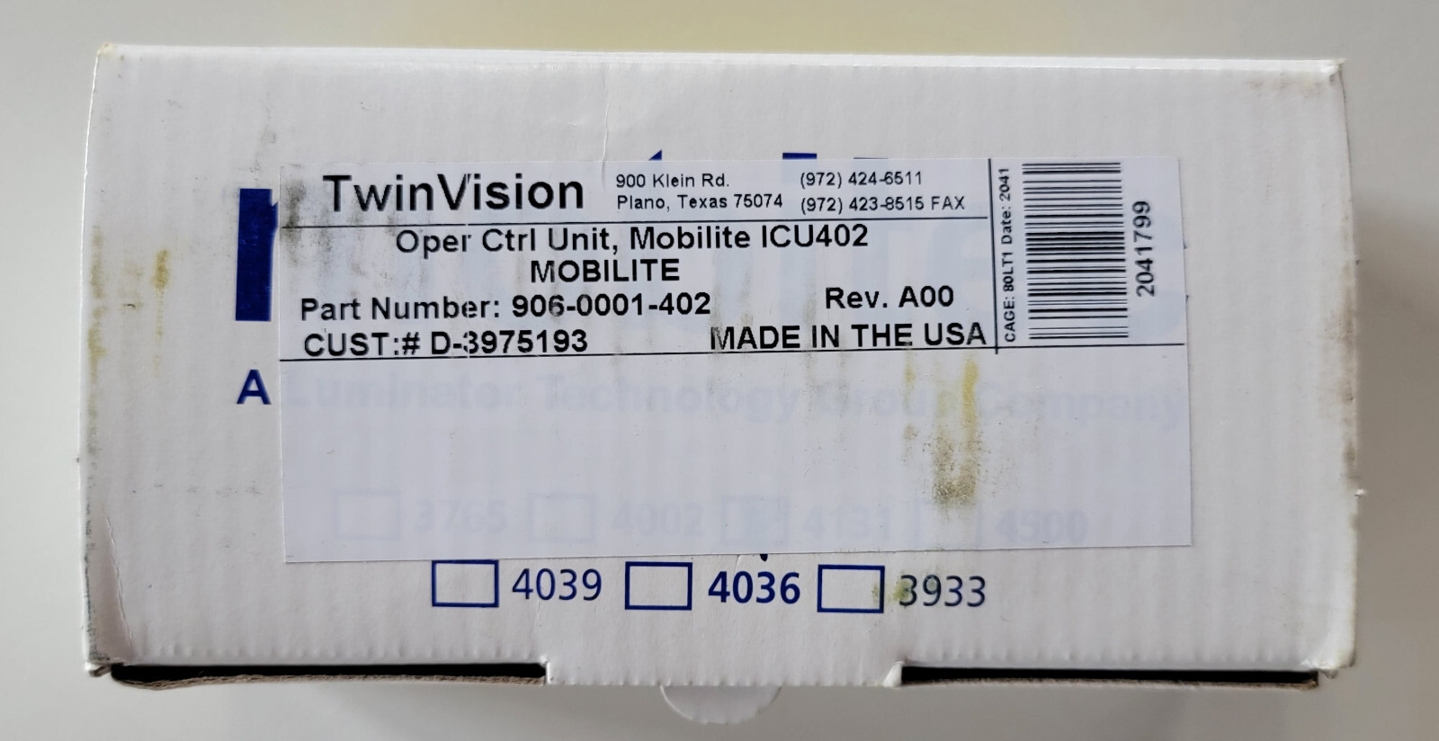 Luminator Mobilite ICU402 Operator Control Unit Twinvision 906-0001-402 Bus NEW
