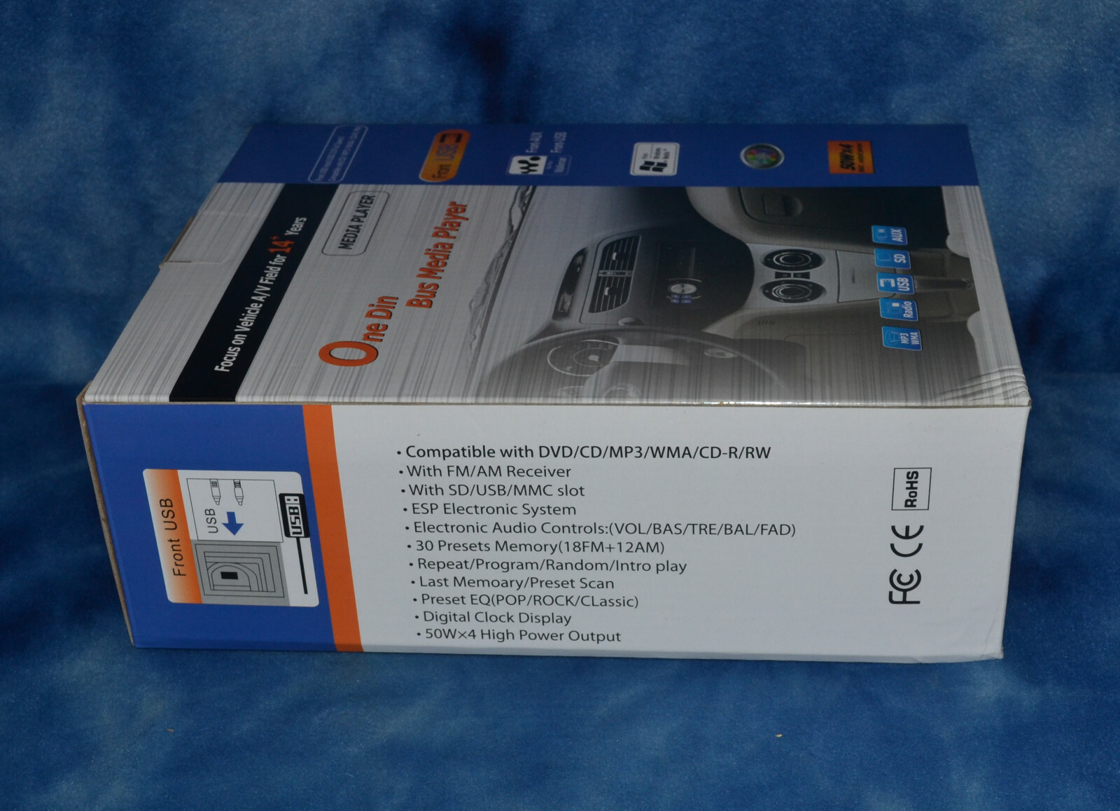 CUSTOM RADIO CORP RADIO 1DIN BUS MEDIA PLAYER REMOTE USB SD DVD 50WX4