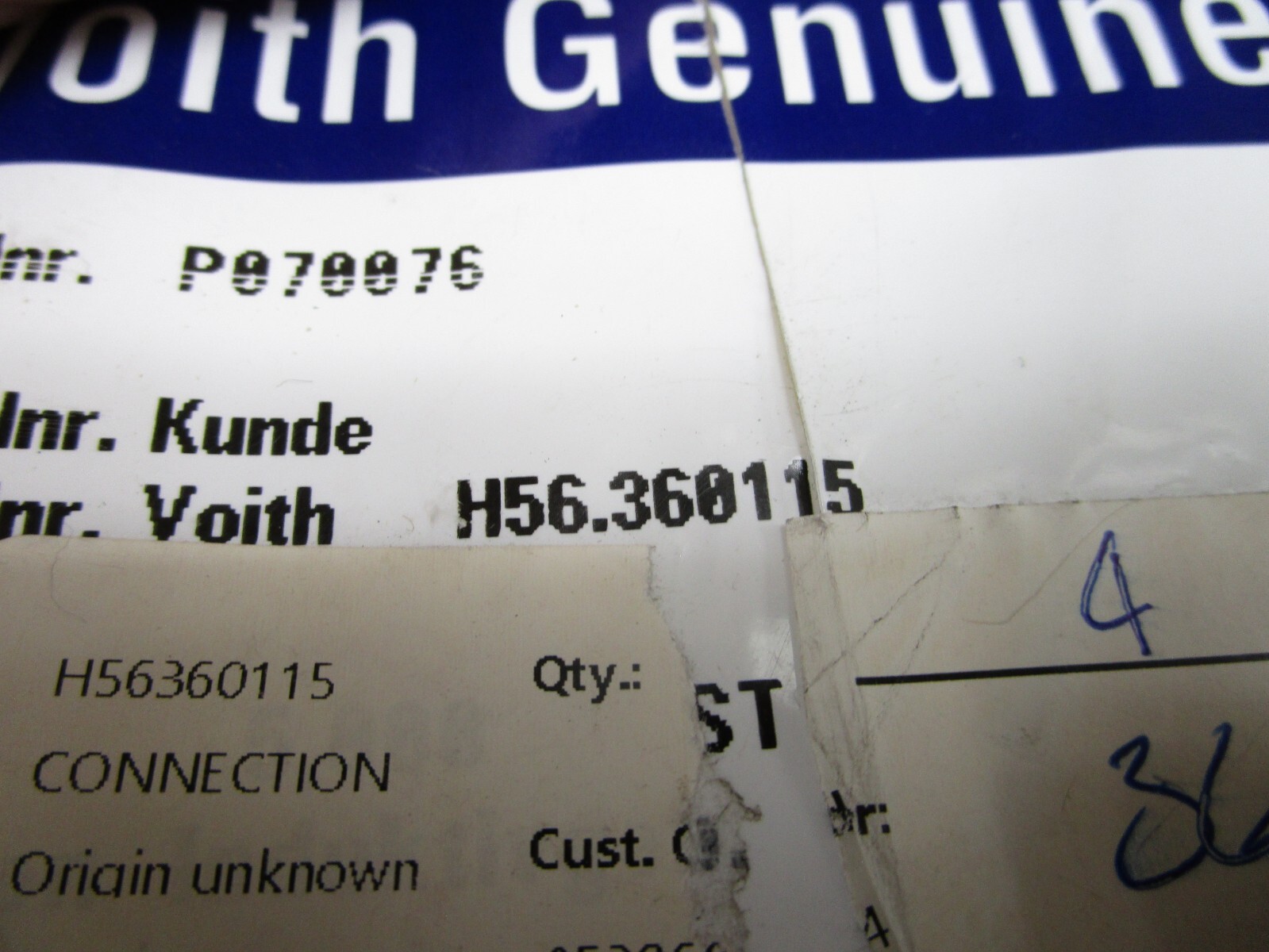 Voith Transmissions 56-3601-15 Connection Electrical Tube