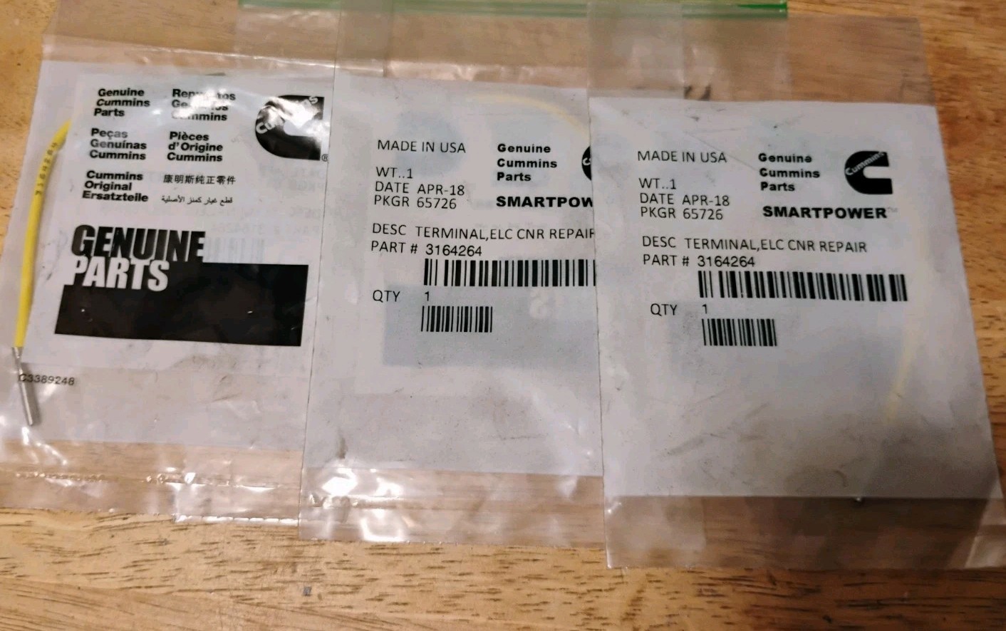 Genuine CUMMINS TERMINAL – Repair Wire ELC 3164264 – Set of 3 Pieces – USA Made