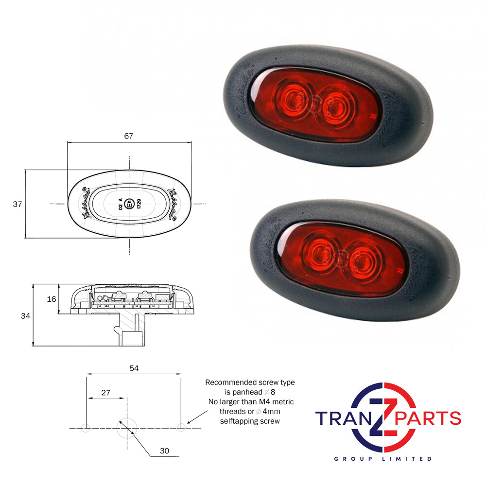 2X TRUCKLITE RUBBOLITE TRUCK TRAILER LORRY RED REAR LED LIGHT LAMP 850/02/04