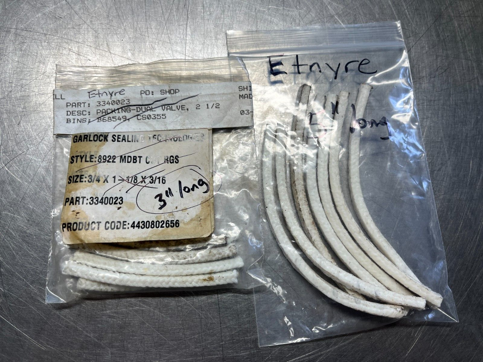 Etnyre 1/4″ Garlock Valve PACKING .25″ x 3″ & 5″ long