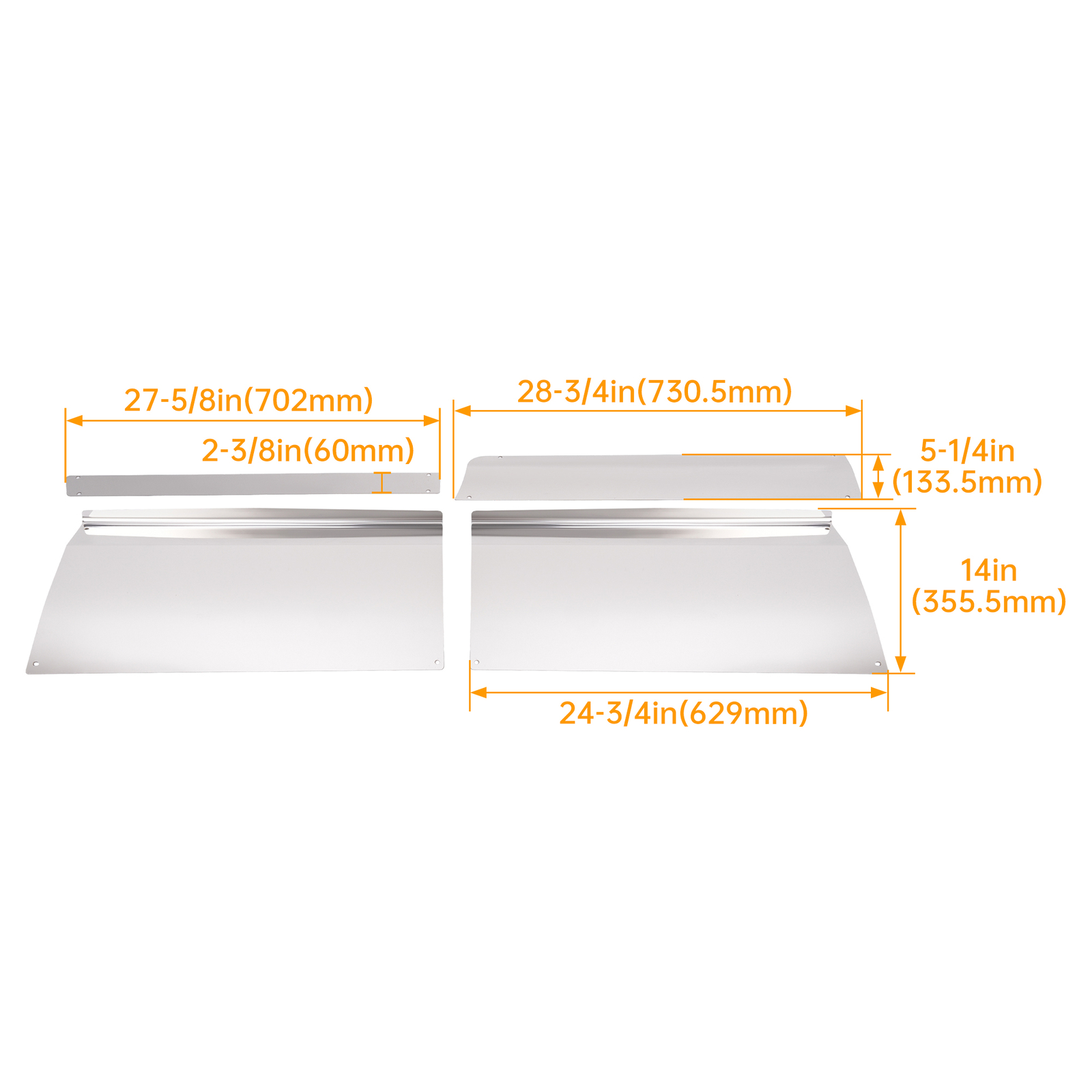 For Kenworth T680 304 Stainless Steel Front Upper& Lower Kick Plate Set Of 2