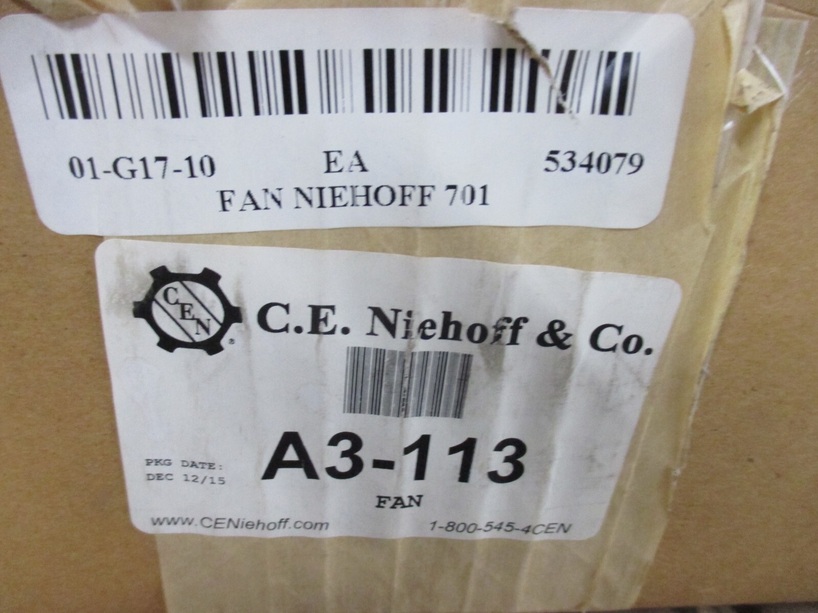 CE NIEHOFF A3-113 FAN ALTERNATOR 534079 NEW
