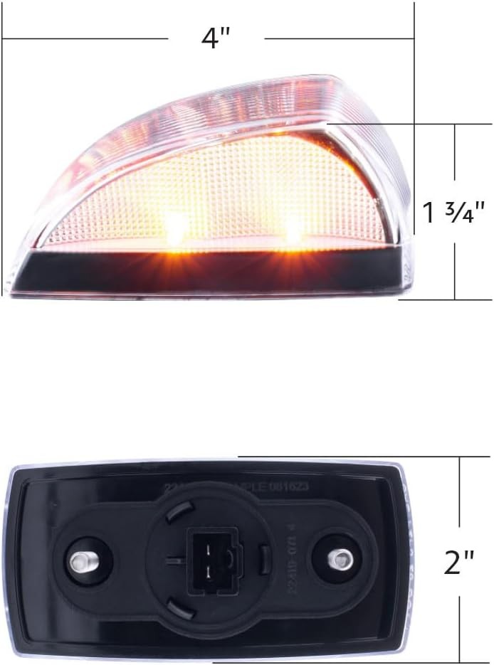 United Pacific 36378 8 Amber LED Cab Light for Freightliner M2 Clear Lens DOT