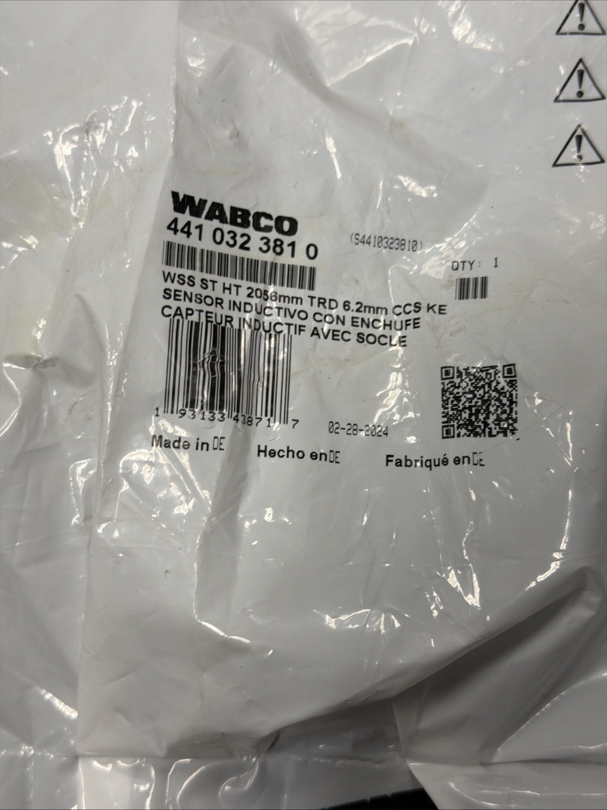 4410323810 ABS WHEEL SPEED SENSOR WABCO OEM WSS ST HT 2056mm TRD CCS KE TRUCK US