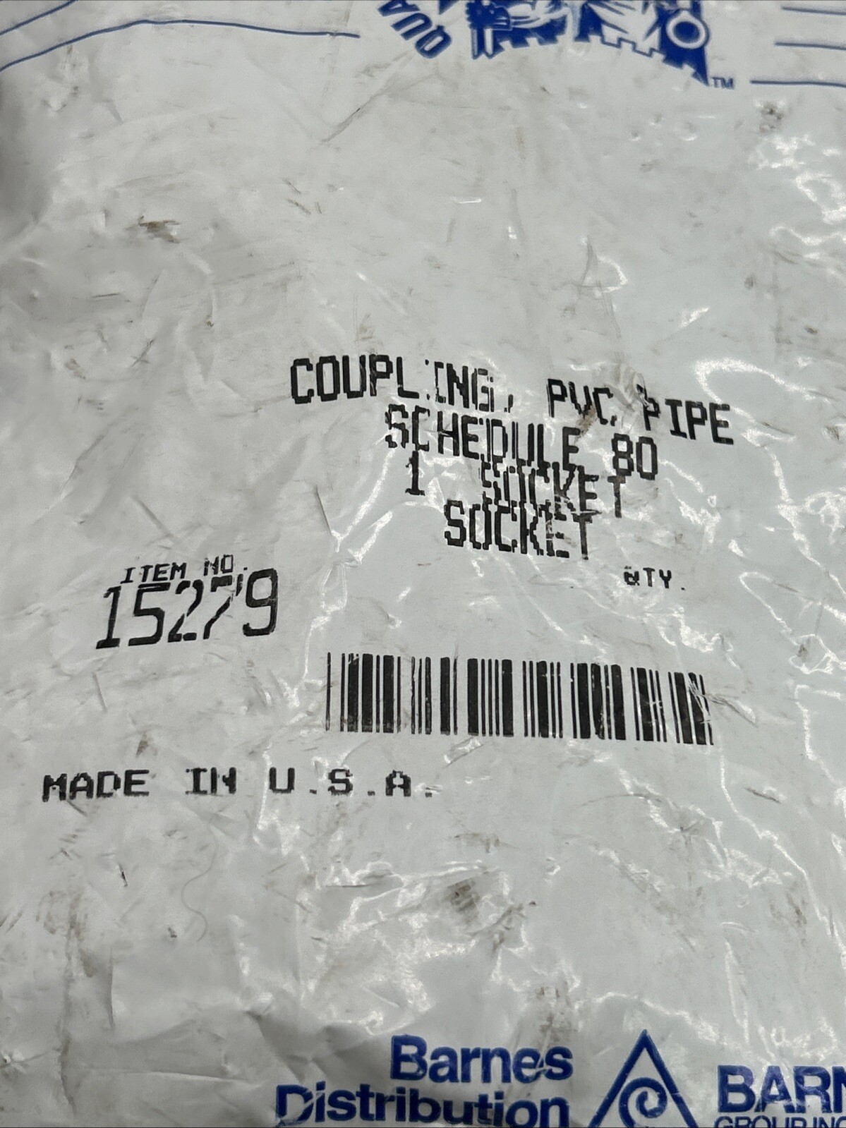 Lot Of 5 Barnes Distribution 15279 Coupling PVC Pipe Schedule 80 See Pics