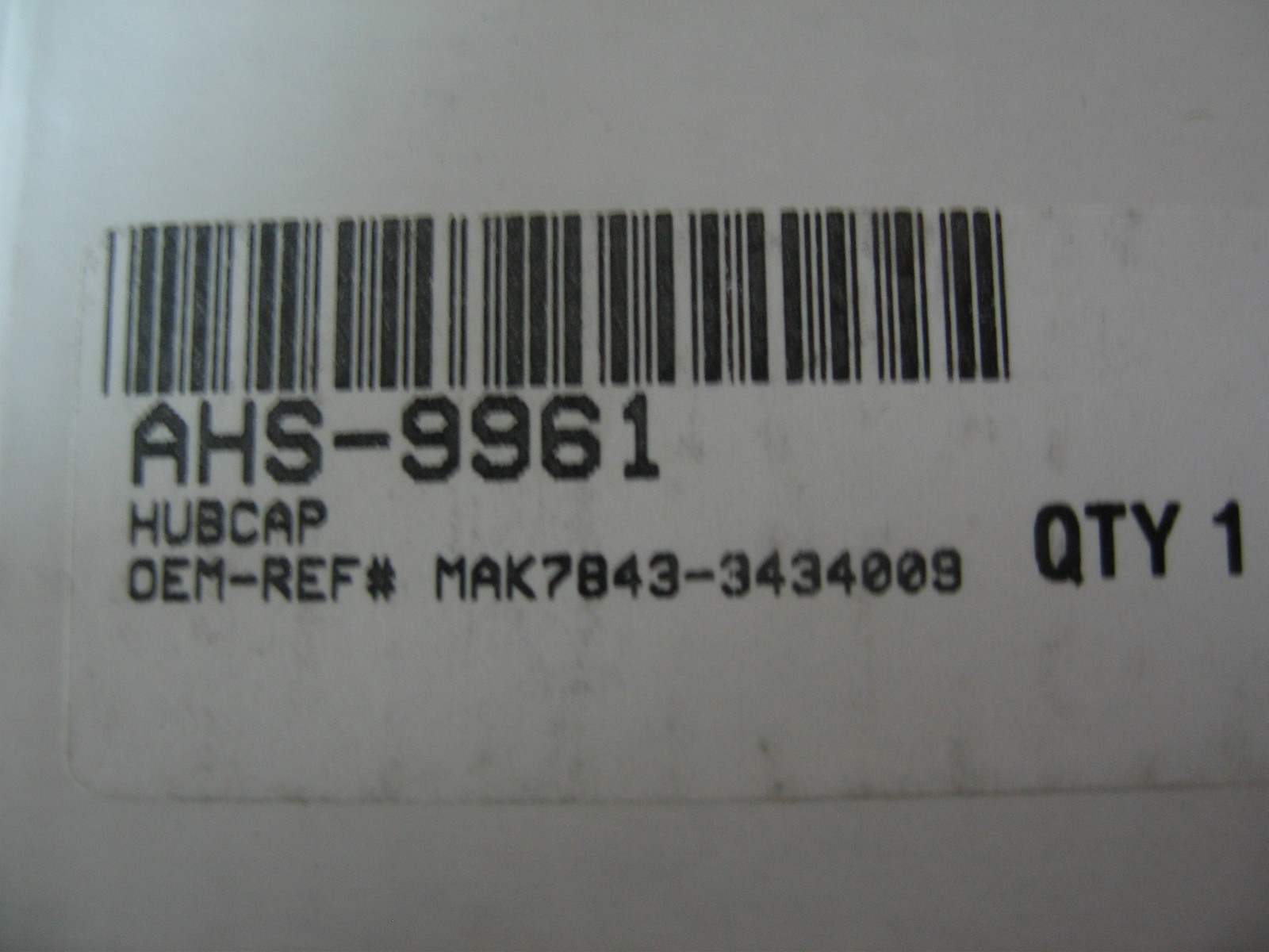 Hubcap PAI # AHS-9961 Ref. # Stemco 340-4009, 343-4009, 343-4122, 2500700C1