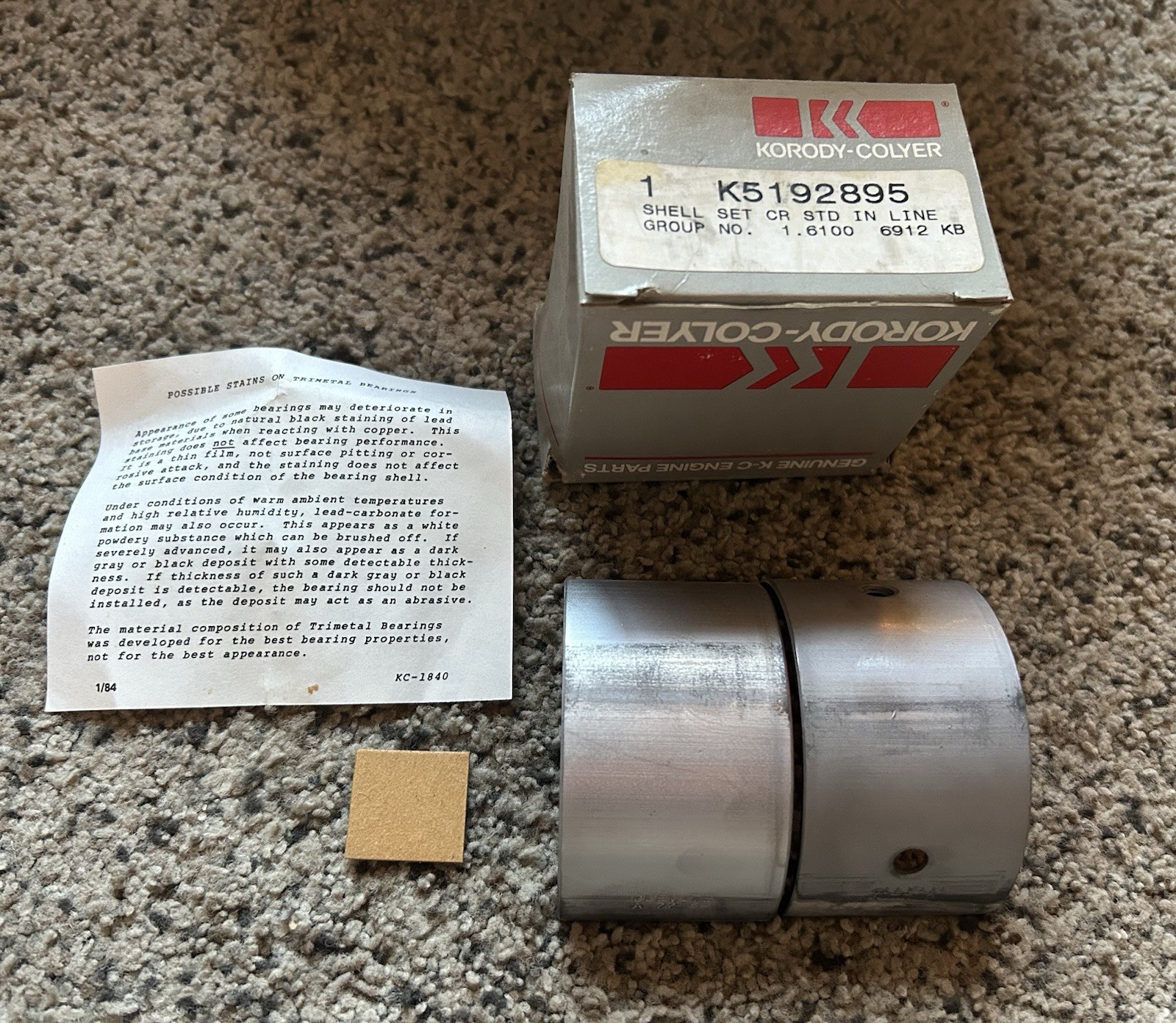 K5192895 Rod Bearing Shell Set Group 1.6100 Clevite/Korody-Colyer Detroit 71 STD