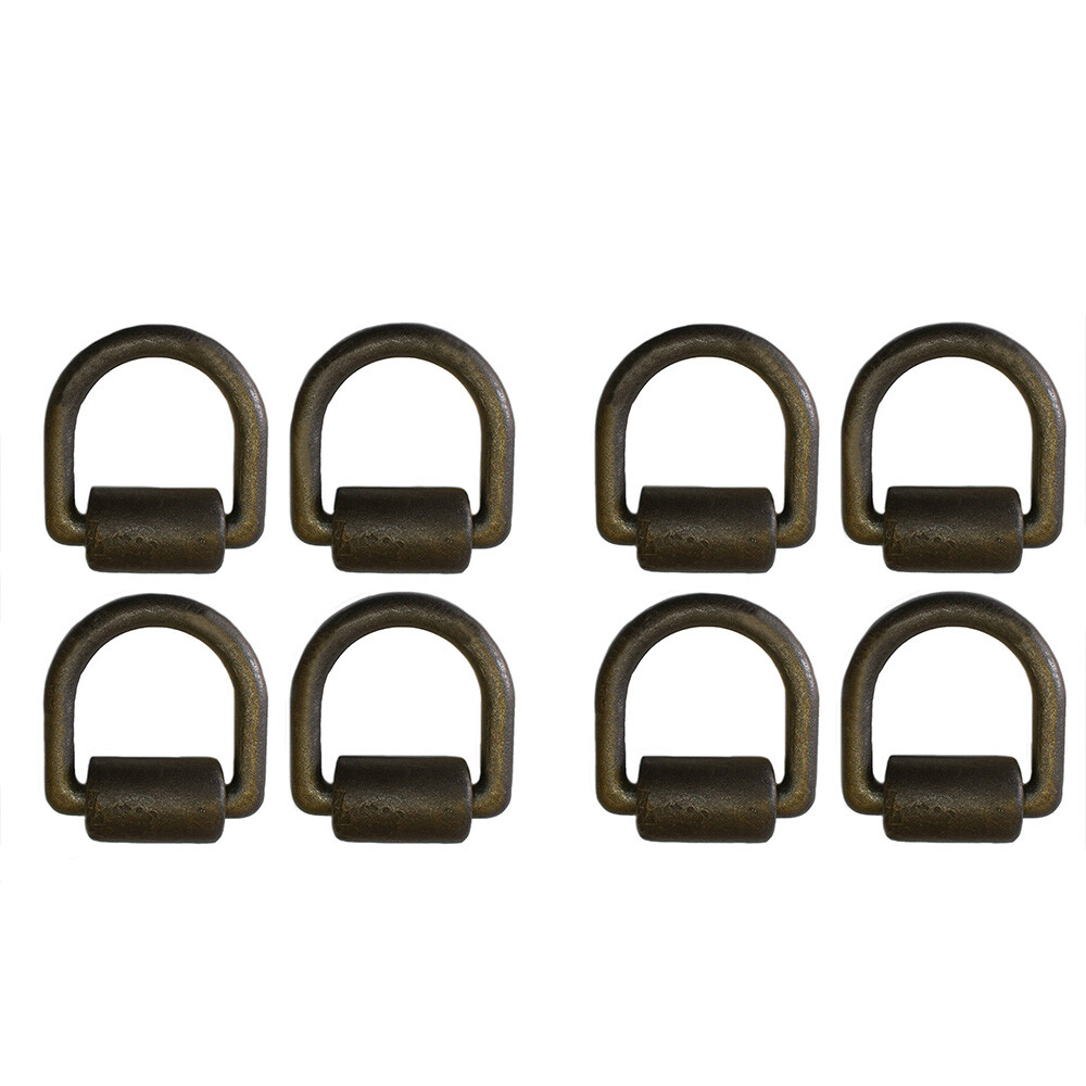 (8) Black Weld On 1″ D Ring w/ Brkt Clip Trailer Tow Truck Towing Chain Tie Down