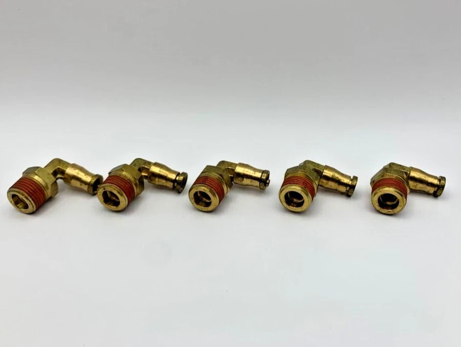 (5 Pack) Air Brake Push-To-Connect Male Elbow, Brass, 1/4″ x 3/8″