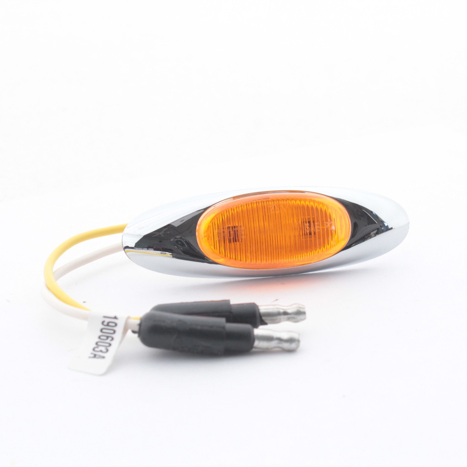 Grote 47953 Yellow Oval 3″ x 29/32″ Side Marker Clearance Lamp w/ Chrome Bezel