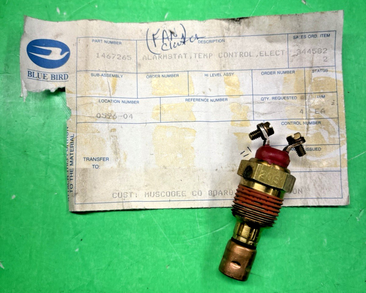 NOS BLUE BIRD 1467265 ALARMSTAT TEMPERATURE SENDER FOR BB FAN🚌FREE SHIPPING🚌
