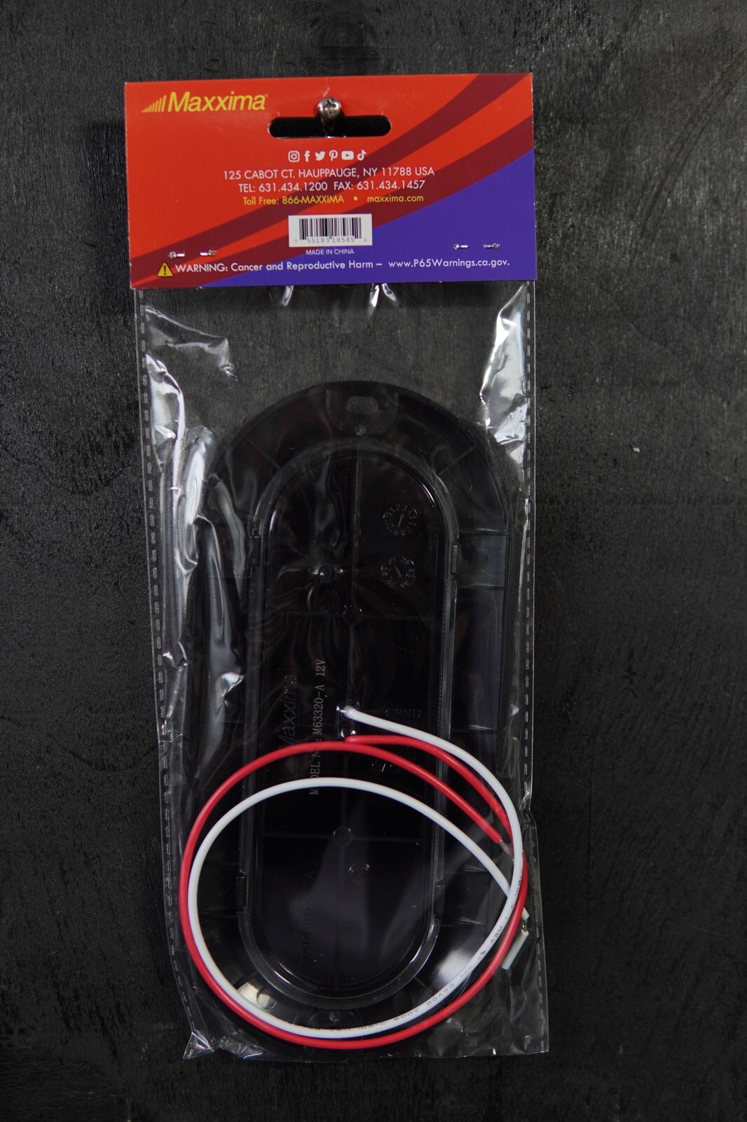 Maxxima M63320-A 6” Oval White Back-Up Light Surface Mount Black