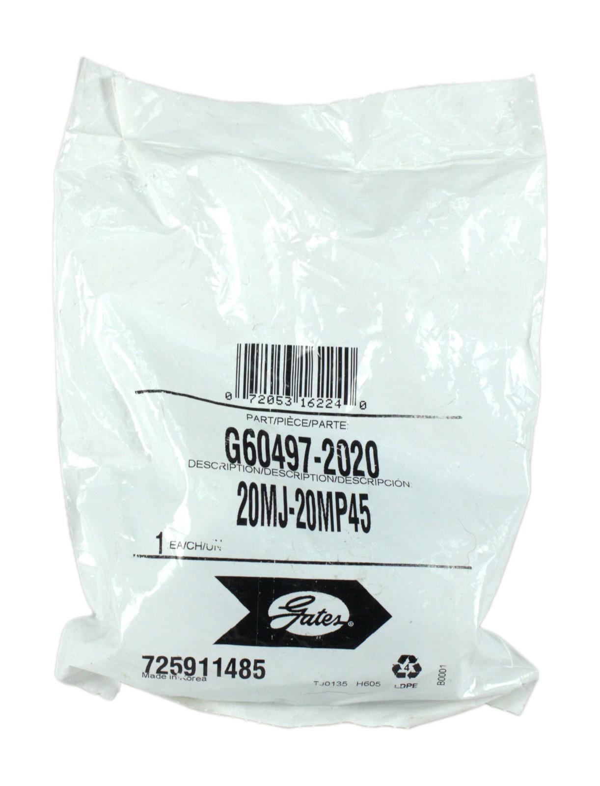 Gates Male JIC 37 Flare to Male Pipe NPTF 45° 1 5/8-12 Threads Model G60497-2020
