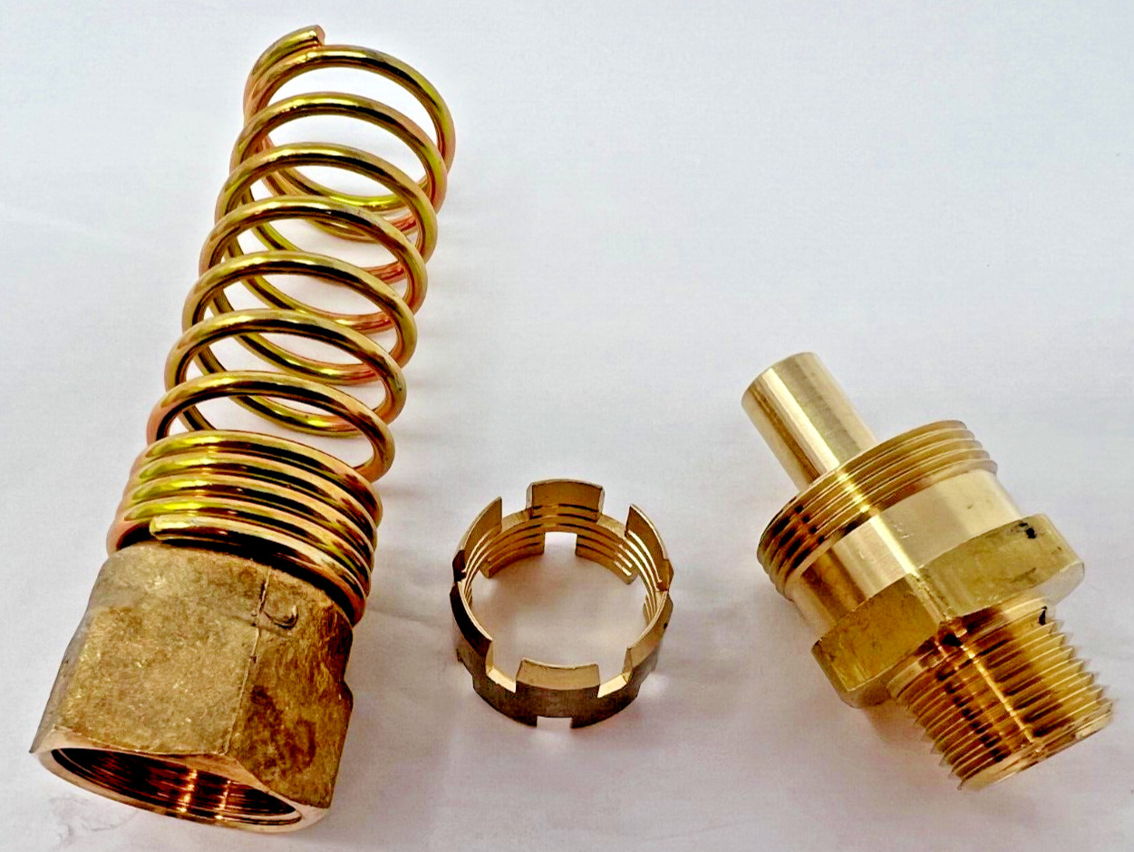 Brass DOT Air Brake Hose End Connector 3/8″ x 3/8″ Male NPT W/ Spring Guard USA