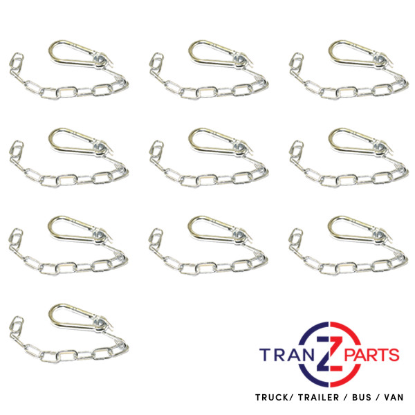 10 x TRUCK & TRAILER JOST FIFTH WHEEL SAFETY HOOK & CHAIN SNAP DOG CLIP 76MM