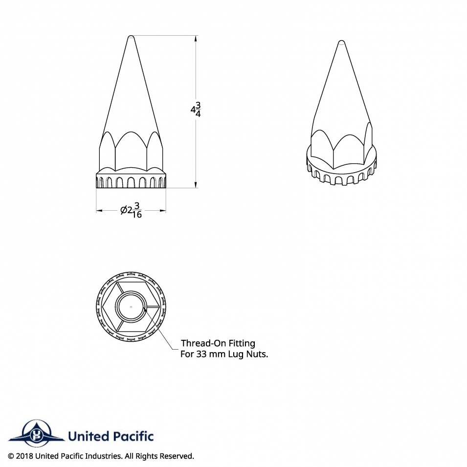 Chrome Plastic Spike 33mm Screw On Lug Nut Cover 20 Pack