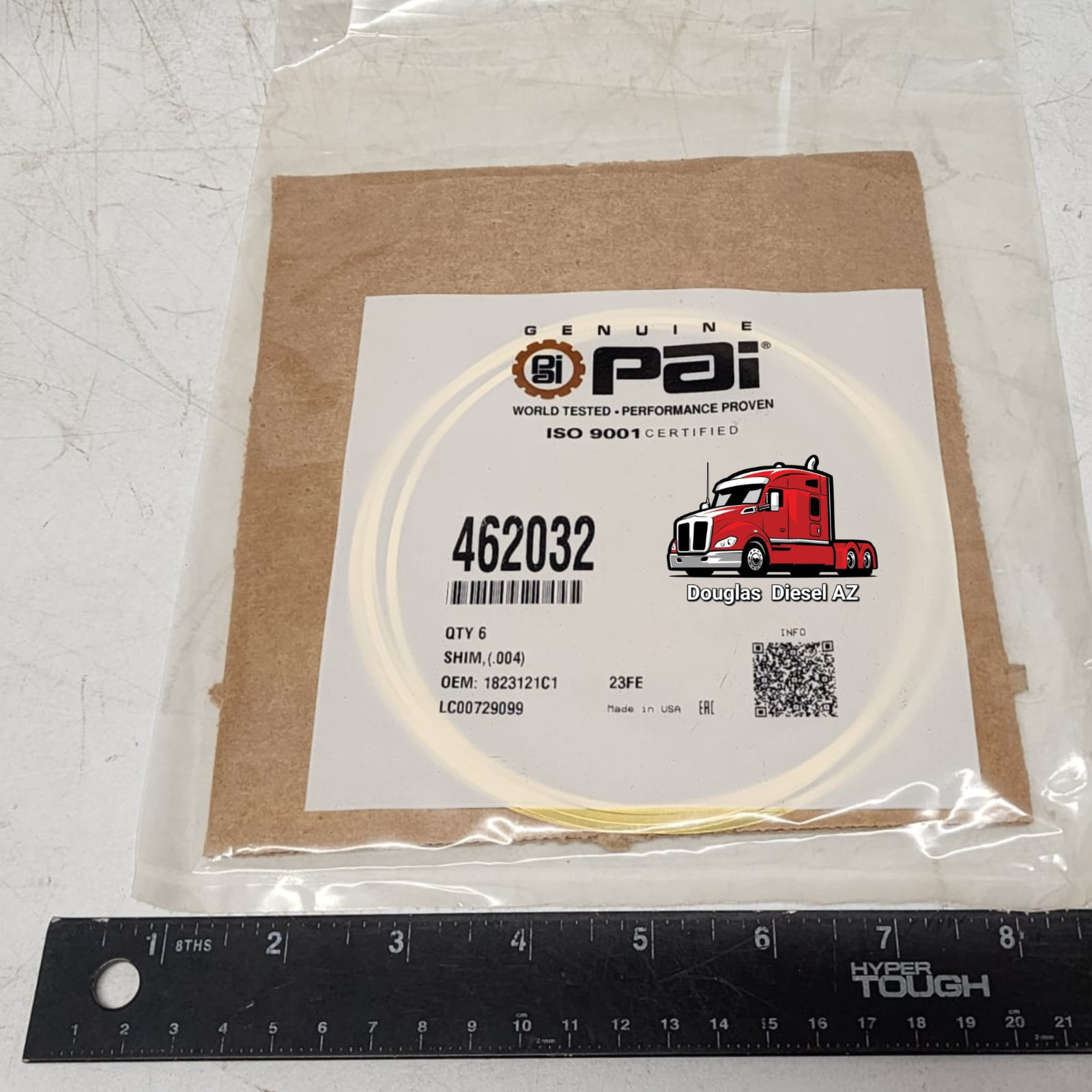 6x PISTON LINER SHIM .004″ for DT466E. PAI# 462032 Ref.# INTERNATIONAL 1823121C1