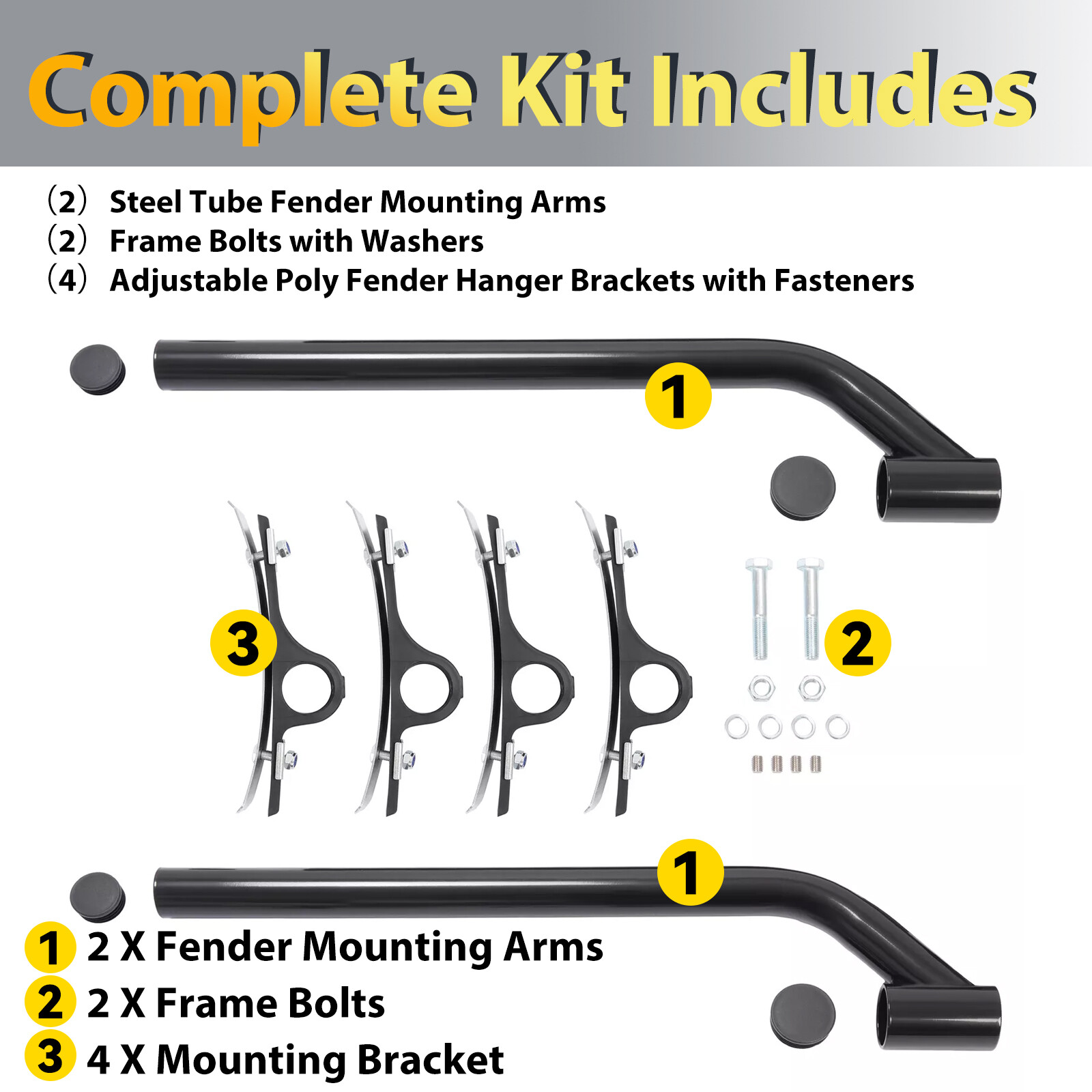 Universal Black Steel Nylon Fender Mounting Bracket Kit For Semi Truck 8591000