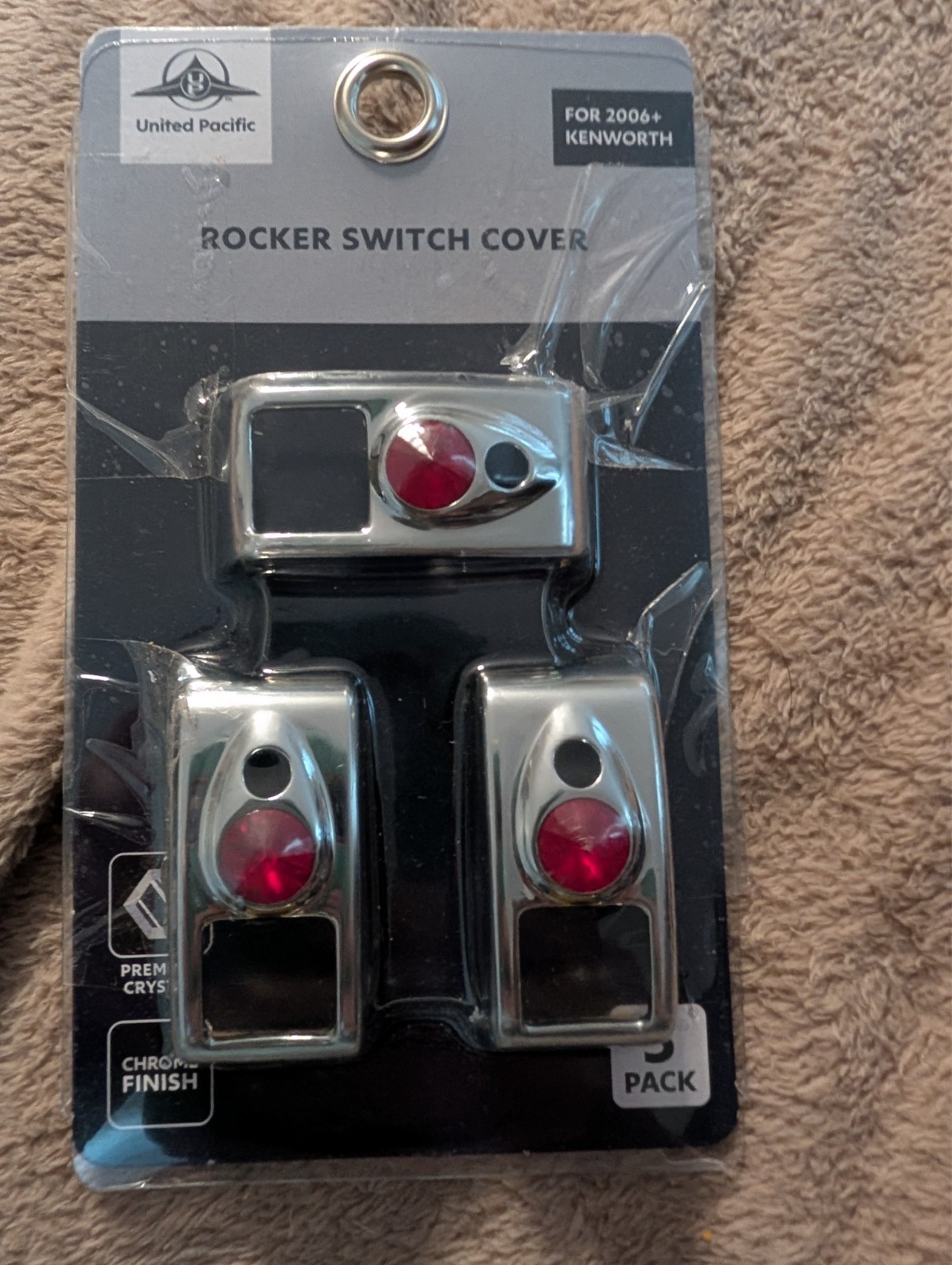 united pacific rocker switch cover for 2006+ Kenworth red crystal 3 pack