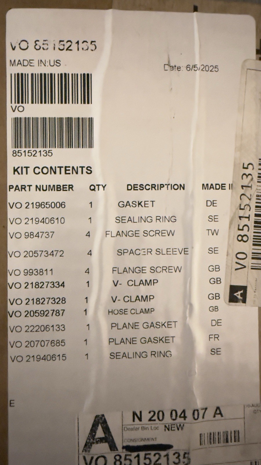 Genuine Mack & Volvo Compound Turbo Reseal Kit PN: 85152135 For D13/MP8 Engines