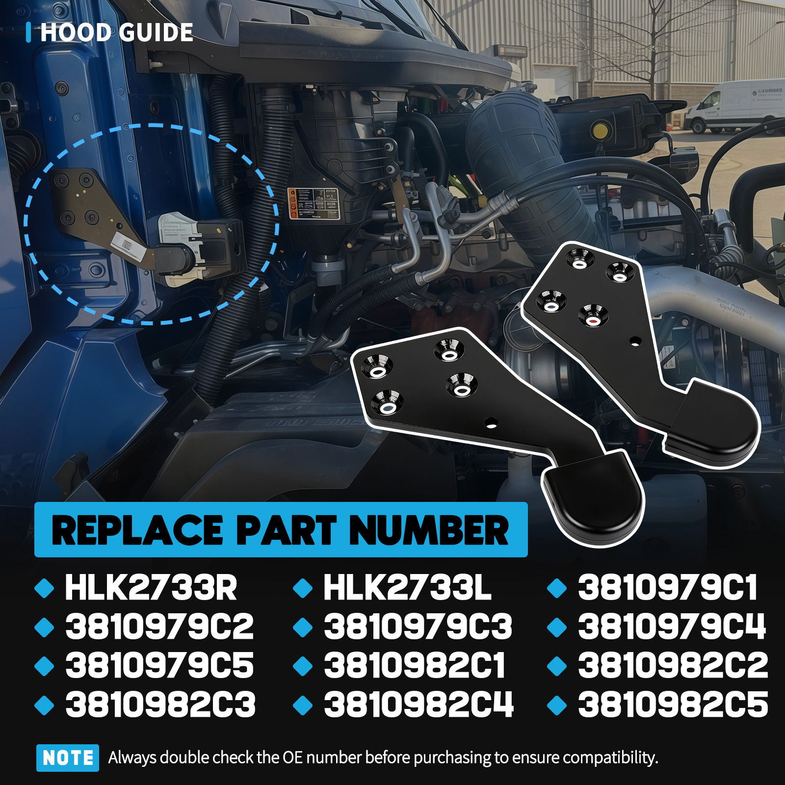 New Left+Right Hood Guide Poly HLK2733R HLK2733L For Select International Trucks