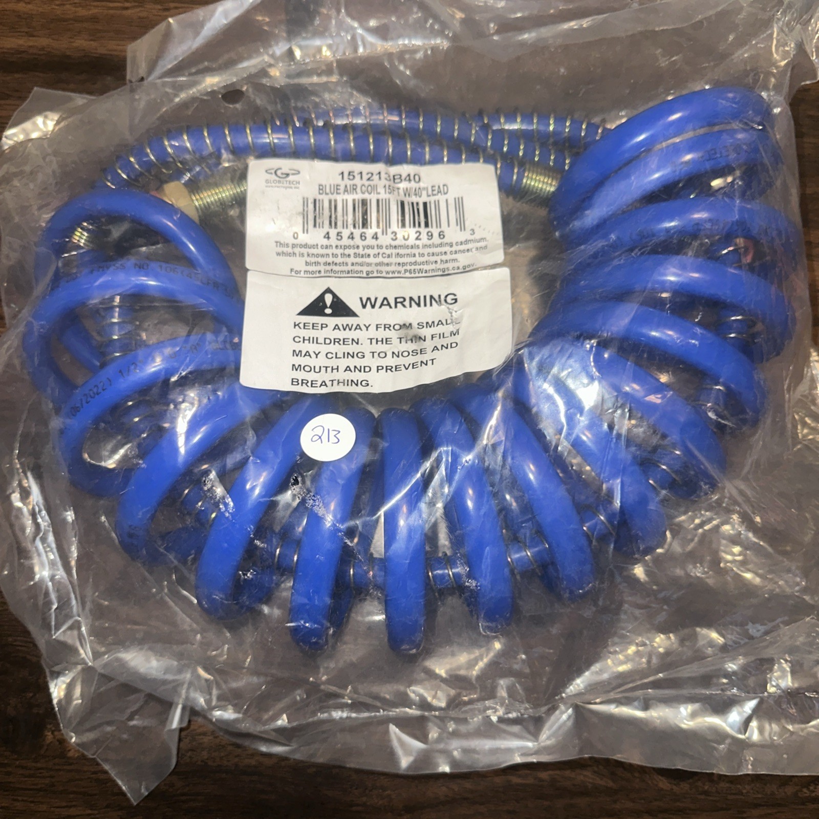 New Globetech Manufacturing Blue Air Coil 15 Ft. W/ 40″ Lead 151213B40