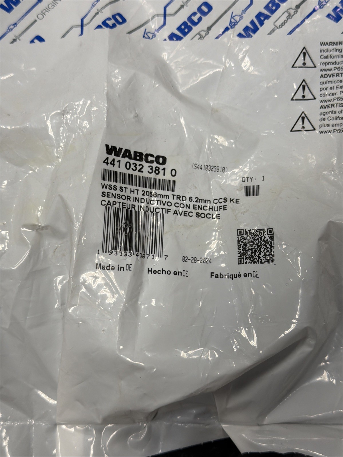 4410323810 ABS WHEEL SPEED SENSOR WABCO OEM WSS ST HT 2056mm TRD CCS KE TRUCK US