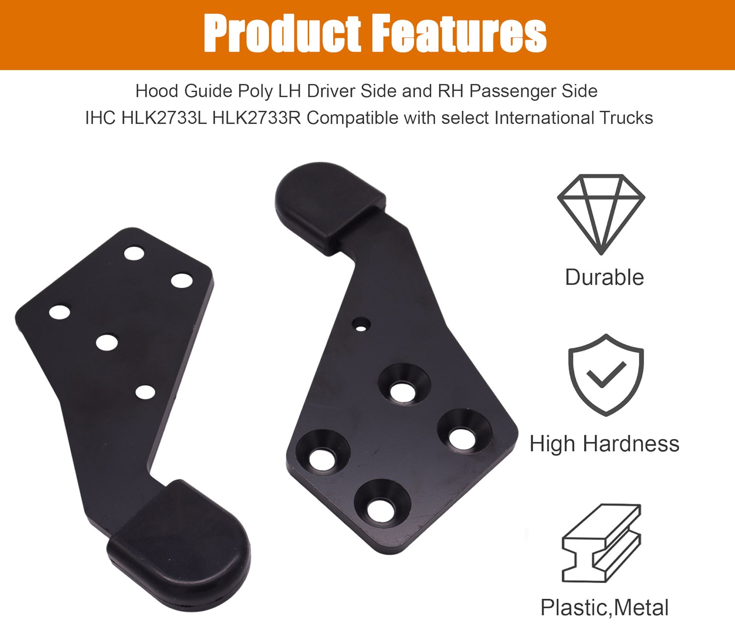 ✅Poly Hood Guide Left Right Set Fit International Trucks HLK2733L HLK2733R✅
