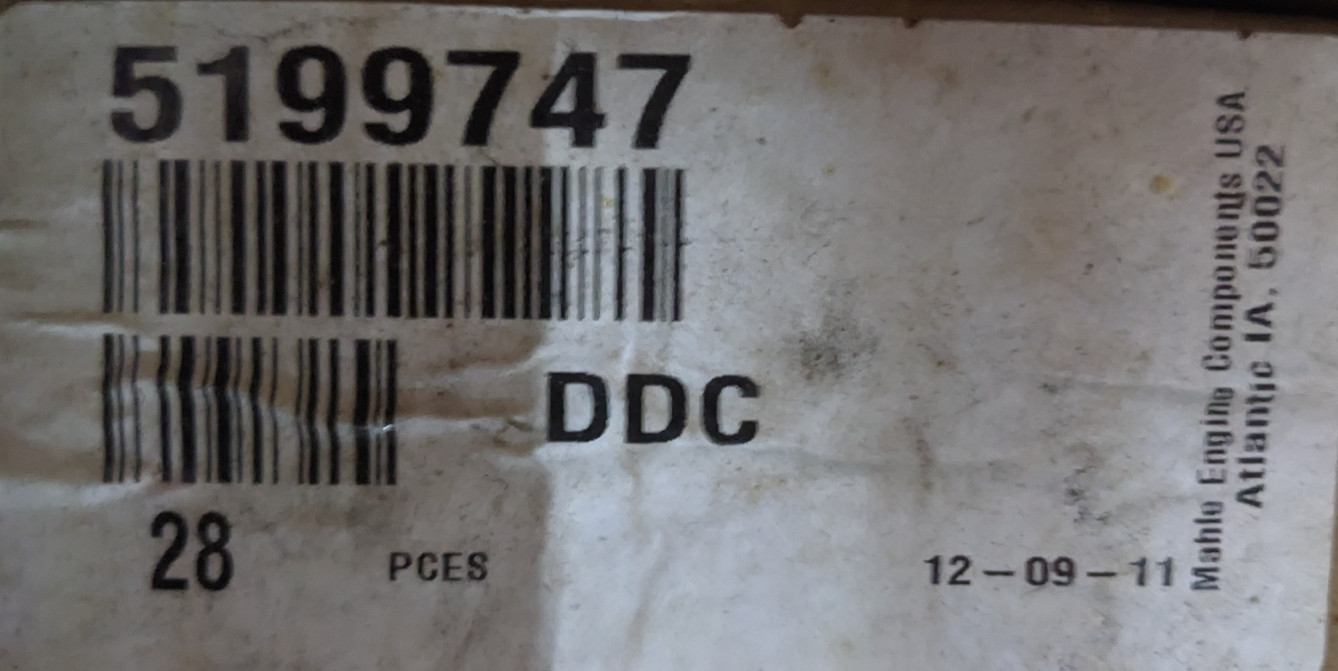 Engine Shell Main Bearing 0.020” VPI Detroit Diesel 05199747 MTU Mahle 70249162