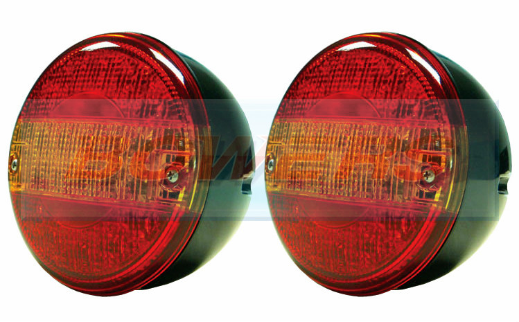 2x 12V/24V LED REAR ROUND HAMBURGER TAIL LAMP LIGHTS LORRY TRUCK CAR VAN TRAILER