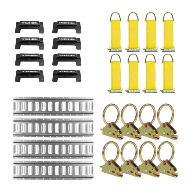 DC Cargo 8′ Galvanized E-Track Tie-Down Kit, 28 Pcs