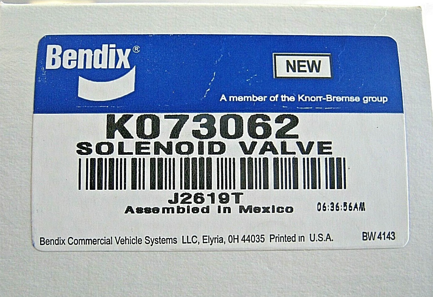 ~NEW GENUINE BENDIX SOLENOID VALVE -SMS 9700 LATCH NC 1/4″ SPLY PTC – K073062