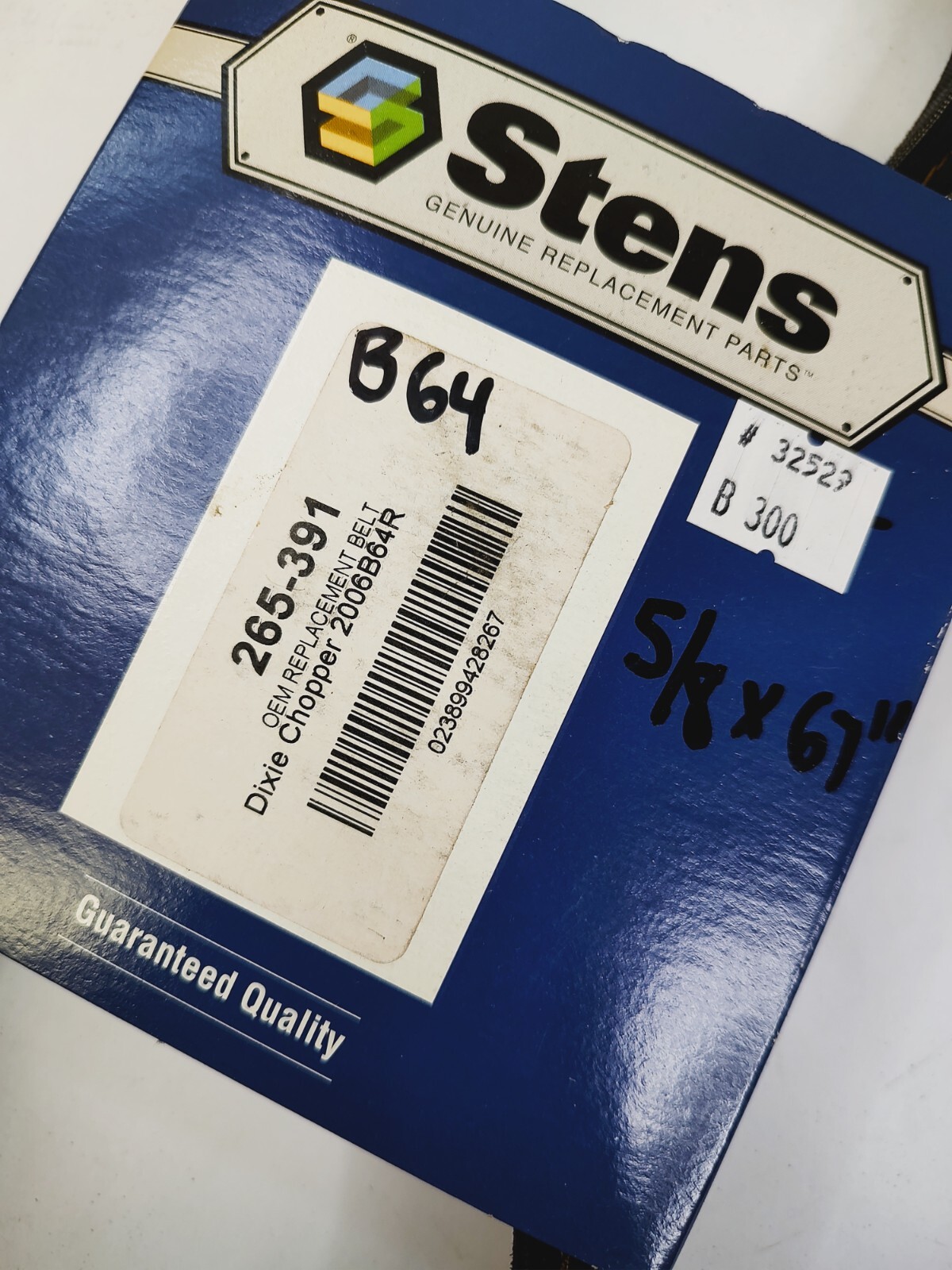 Stens 265-391 OEM Replacement Belt For Dixie Chopper 2006B64R NOS