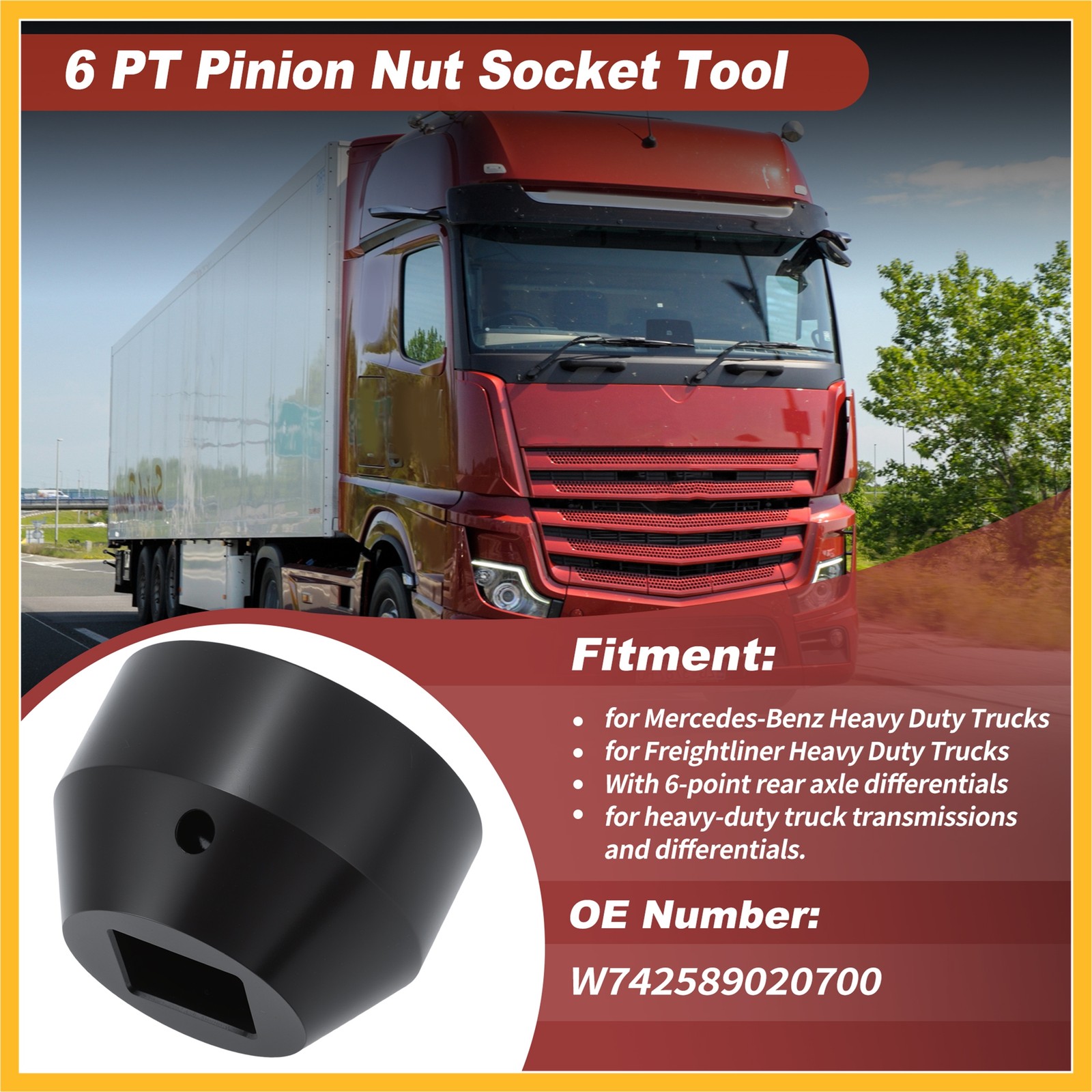 No.W742589020700 6 PT Pinion Nut Socket Tool for Mercedes for Freightliner Truck