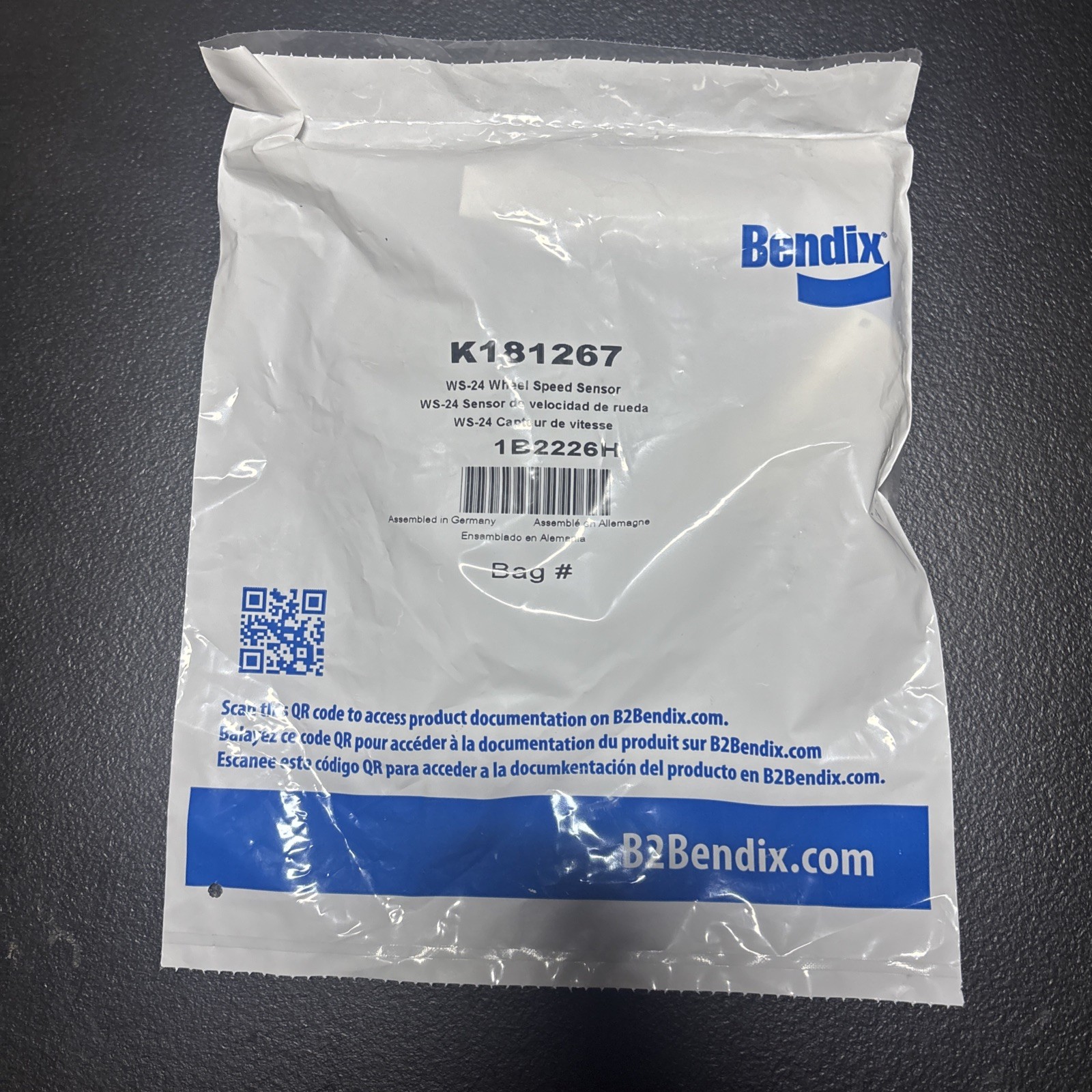 Bendix K181267 Genuine WS-24 ABS Wheel Speed Sensor OEM – New