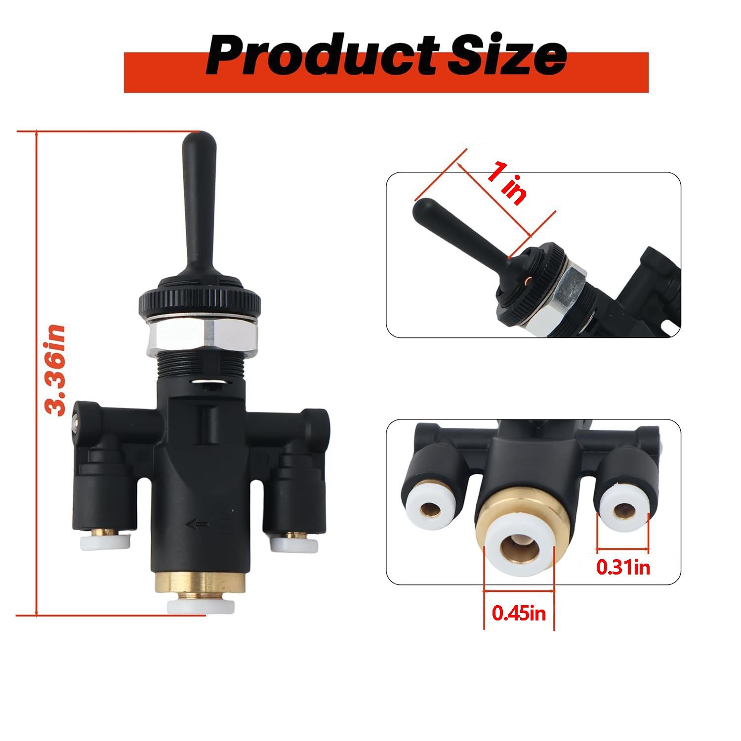 818-0007-000 Air Window Toggle Valve Switch 1/4 Compatible with Peterbilt 379 Ke