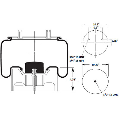 8709 Air Spring, Ref Hendrickson S-21800, AB1DK25A-8709, 1R13-159