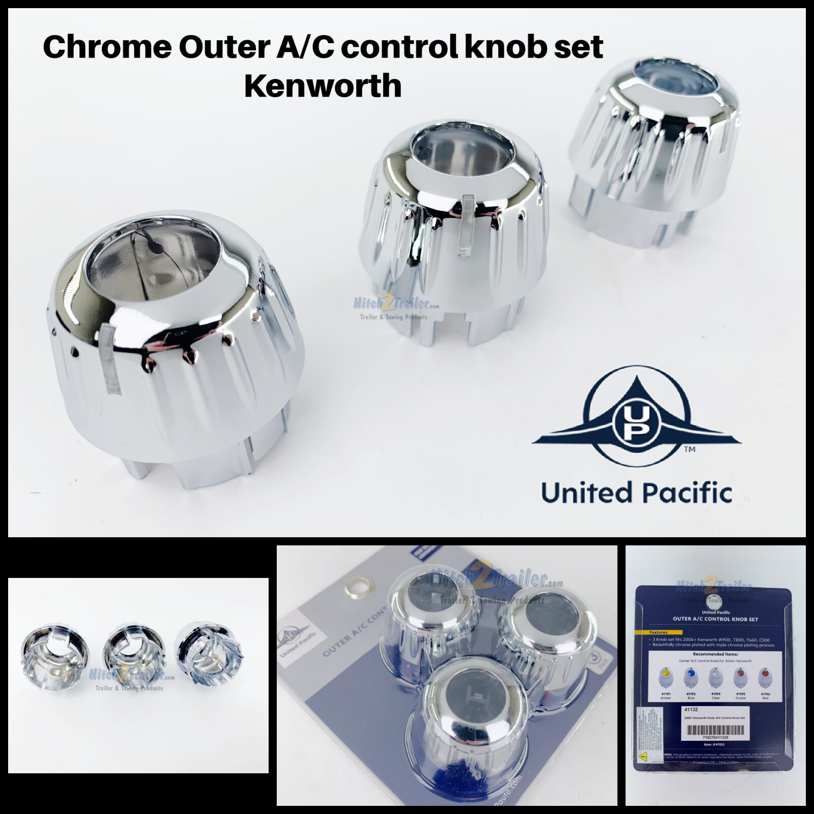 Chrome Outer A/C Control Knob Set For 2006-20 Kenworth W900, T800, T660, C500