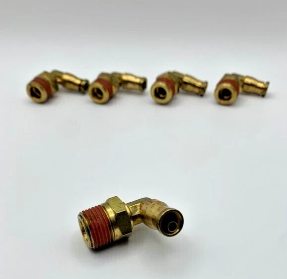 (5 Pack) Air Brake Push-To-Connect Male Elbow, Brass, 1/4″ x 3/8″
