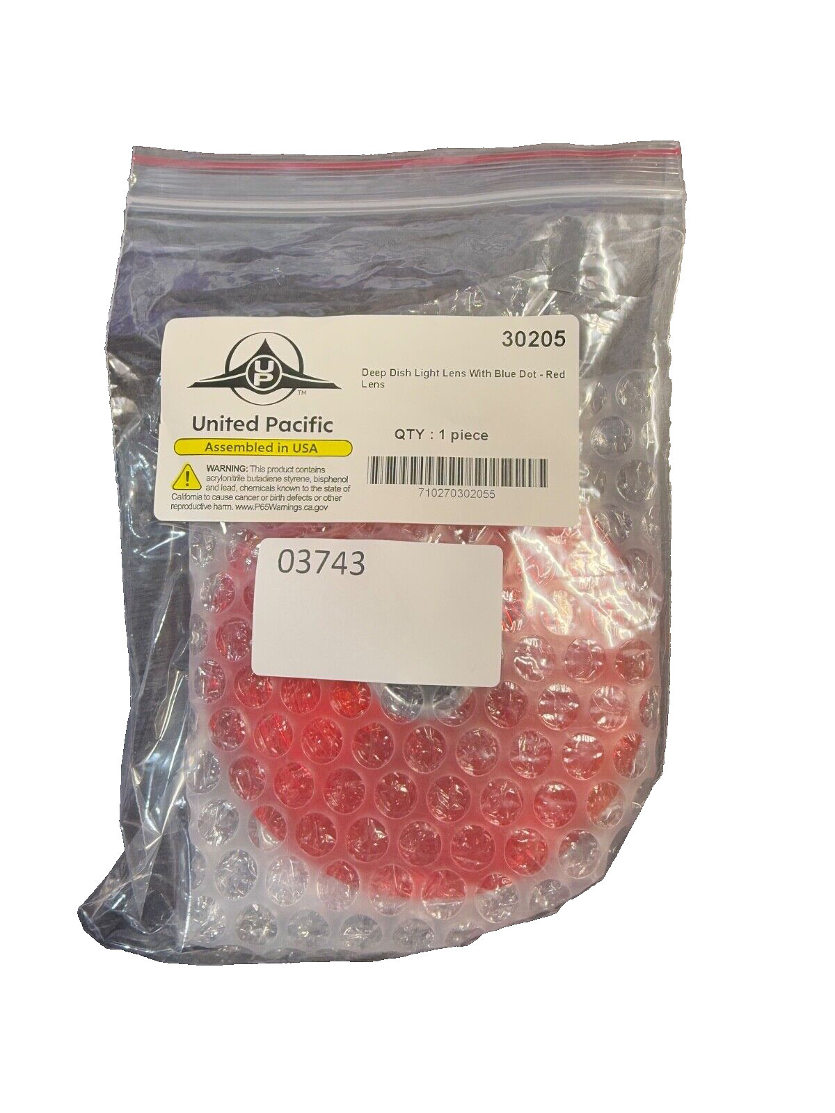 United Pacific Deep Dish Light Lens, RED Lens w/ BLUE Dot P/N: 30205