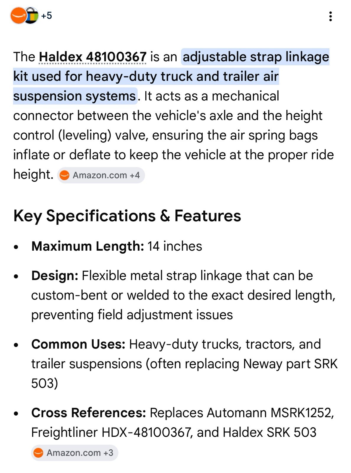 Haldex 48100367 Adjustable Strap Link Kit HALSRK-503
