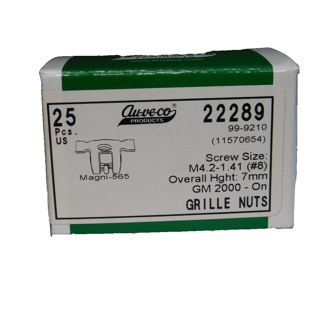 25 Grille Nuts GM 2000-On 22289 Auveco Magni-565 M4.2-1.41 #8 7mm USA