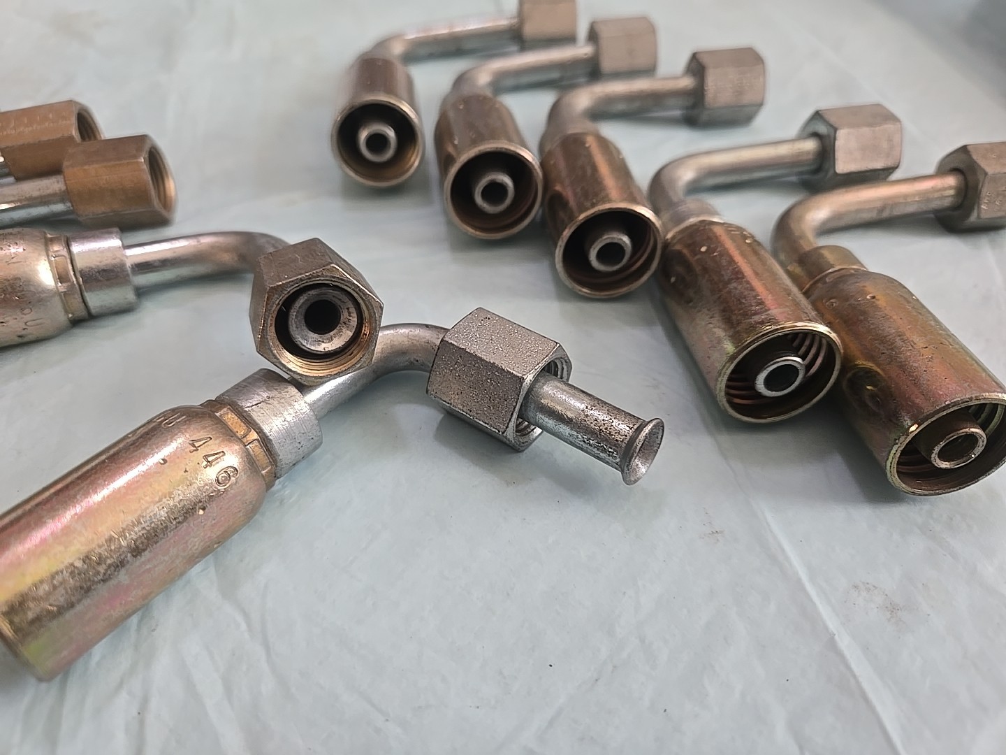 (8) **Eaton 06U-446 Fitting 3/8” Hose x 3/8” Female SAE 45 Swivel 90 Long Drop