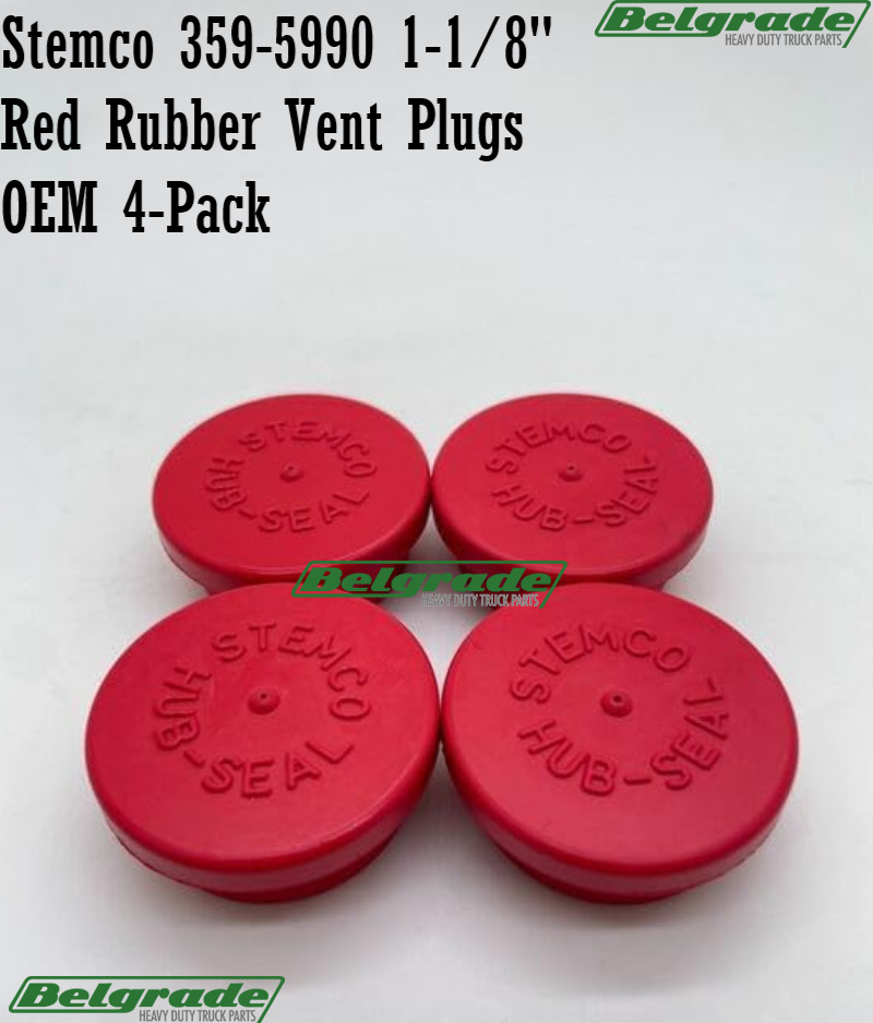 Stemco 359-5990 1-1/8″ Red Rubber Vent Plugs OEM 4-Pack
