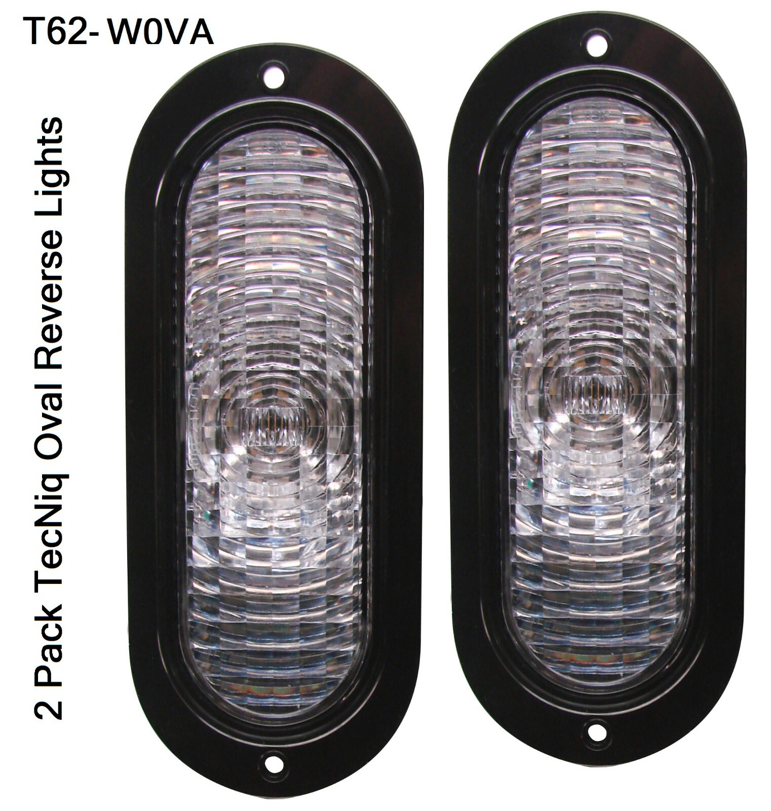 2 Pack TecNiq High Bright WHITE 6″ Oval Flange Truck Trailer Reverse Lights USA