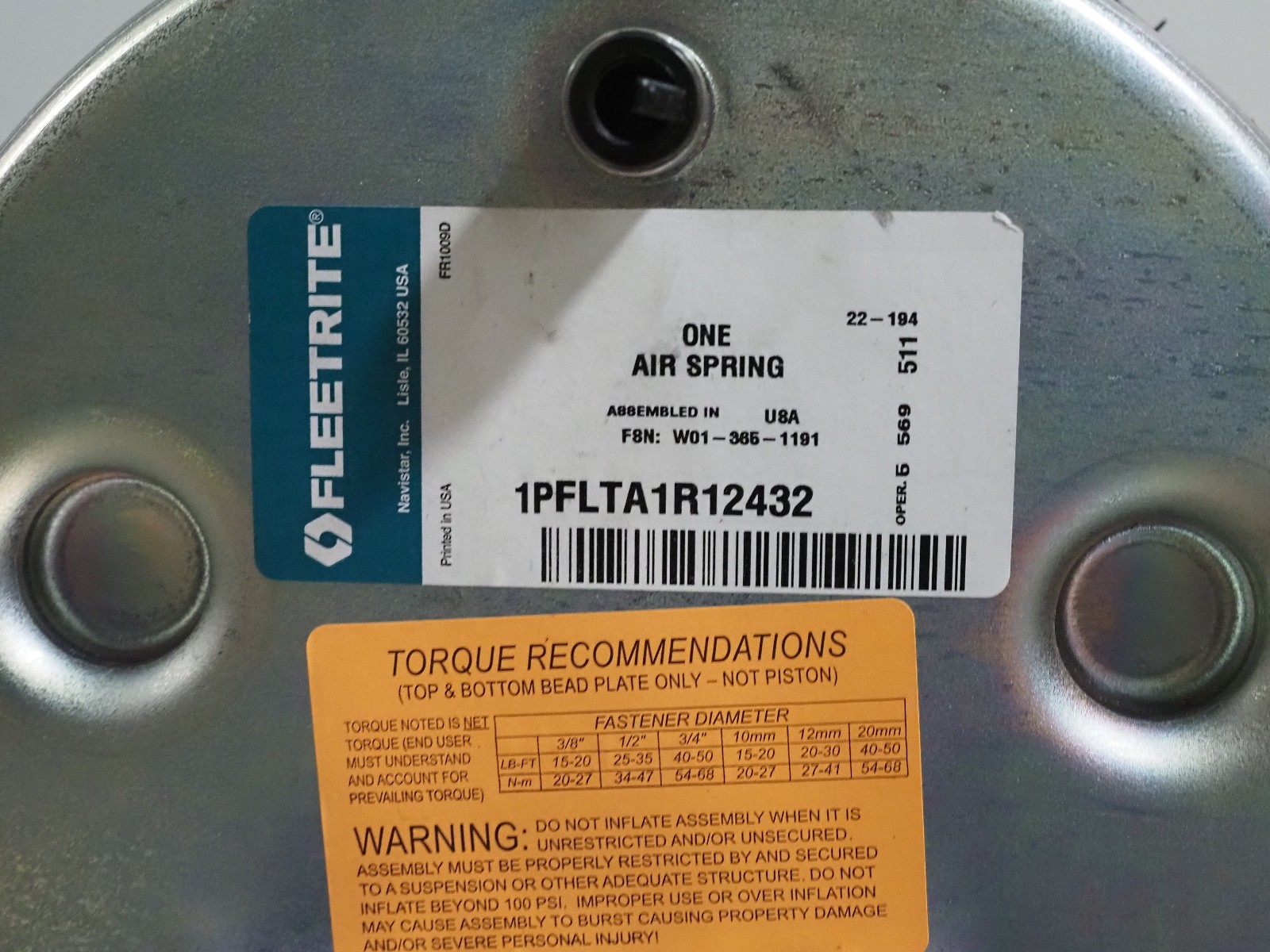 OEM Fleetrite Air Suspension Spring for Navistar/International FLTA1R1243