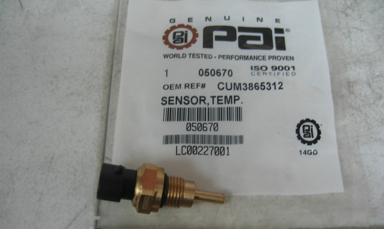 PAI 050670 Temperature Sensor for Cummins L10 M11 ISM N14. Ref# 3865312 3081311