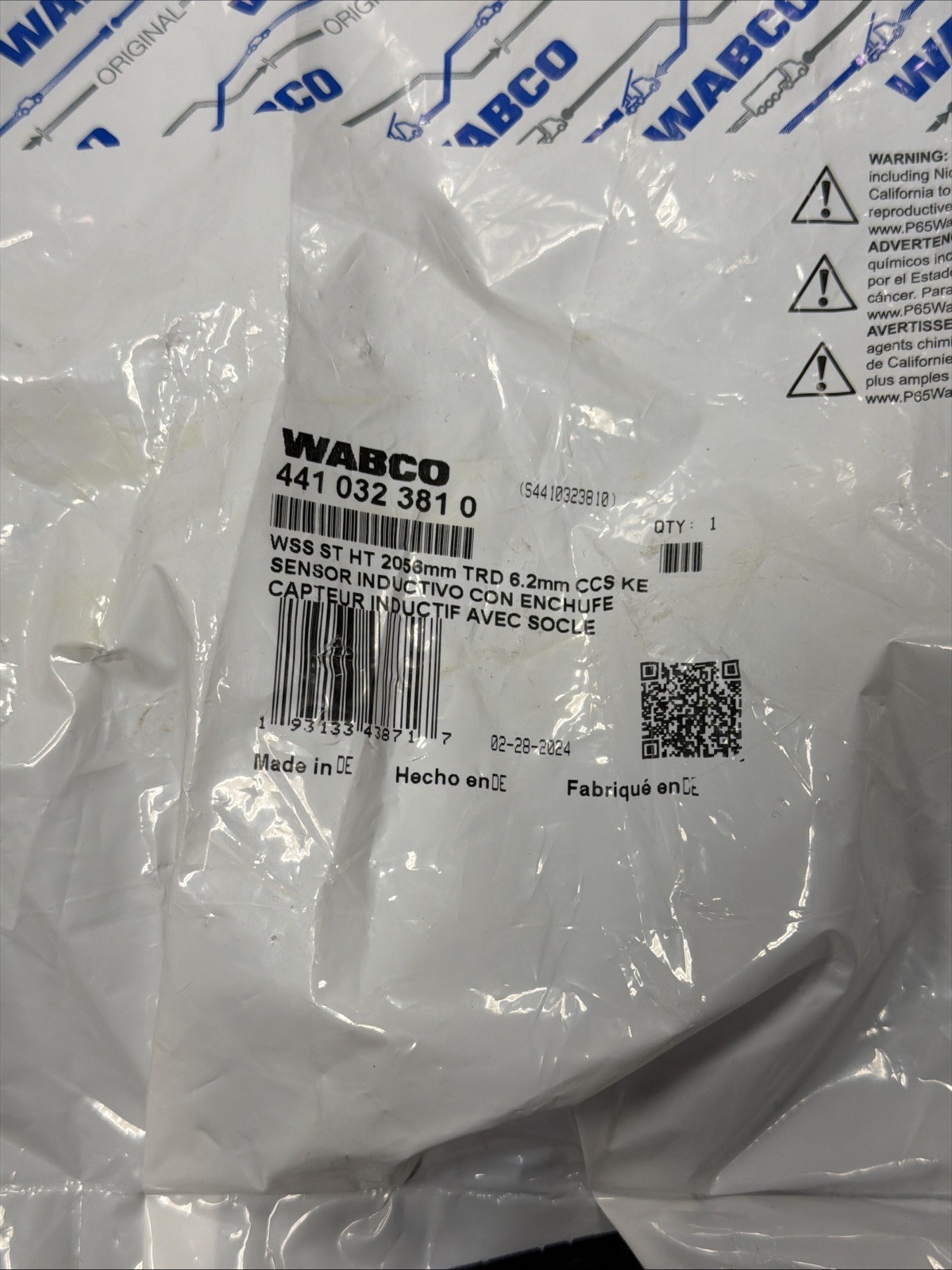 4410323810 ABS WHEEL SPEED SENSOR WABCO OEM WSS ST HT 2056mm TRD CCS KE TRUCK US
